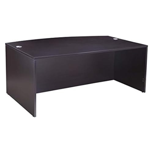 Oakestry Office Products Bow Front Desk Shell for Executive Offices Professional Workspaces Elegant Mocha Finish with Large Work Surface Adjustable Depth for Custom Layout Durable Construction