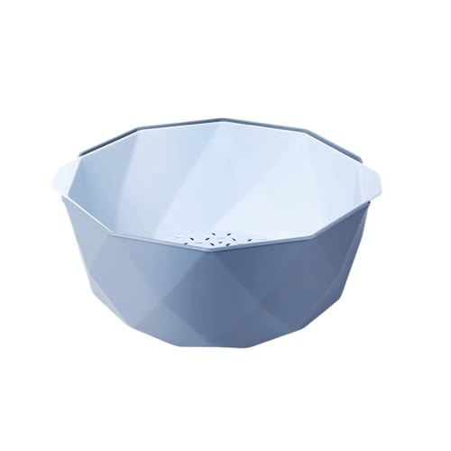 GLigeT Cesta de Frutas Plato de Fruta con colador, Plato Decorativo Doble, lavavajillas doméstico, Plato de Aperitivos, Plato de Caramelo, Plato de Fruta Tazón de Frutas(Blue,Grande)