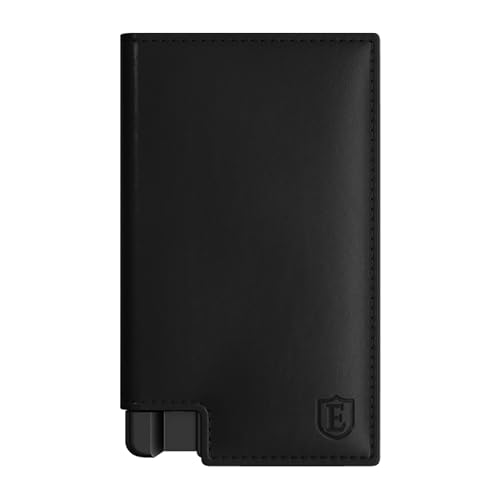 Ekster Men's Wallet PRO | RFID Blocking Parliament Leather Minimalist Wallet | Holds 14 Cards & Cash | Slim Cardholder for Men w/Push Button Designed for Quick Card Access | Black