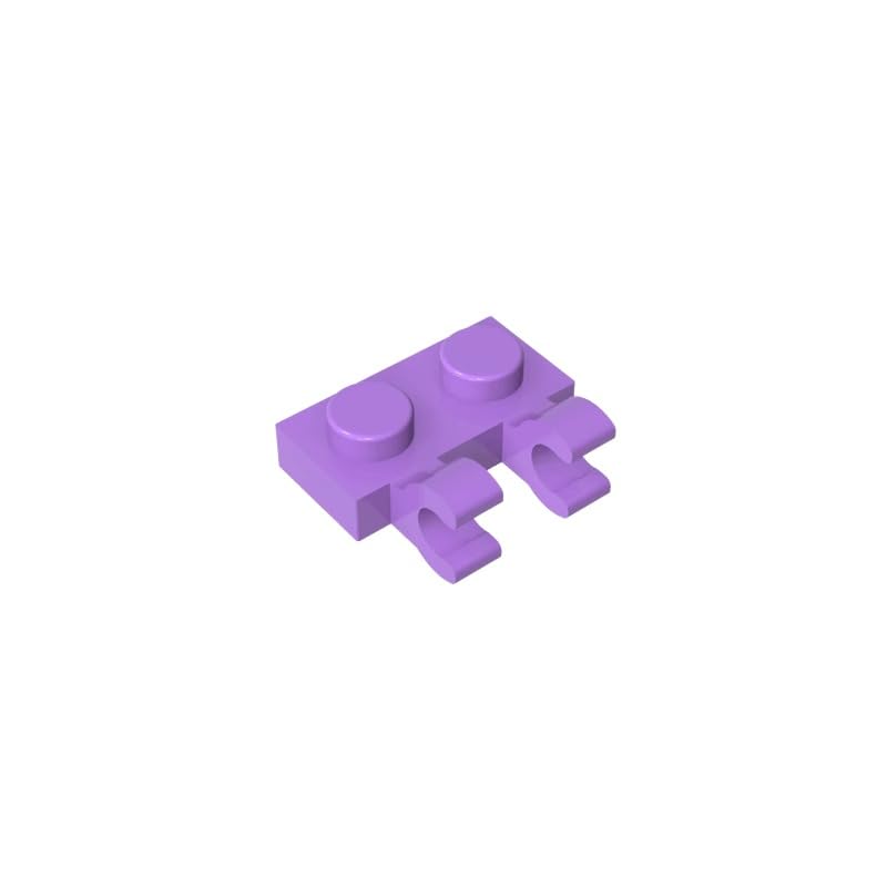 Gobricks 60470 Hinge Plate Plate Special 1x2 with Clips Horizontal [Thick U-Clips] 50 Pieces GDS-816 Compatible with Lego Building Blocks Color:Medium Lavender
