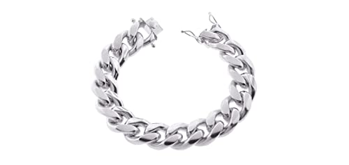 Sterling Silver Italian Solid Miami Cuban Link Chain Bracelet For Men 8.5Mm 10.5Mm- 925 Sterling Silver Curb Cuban Bracelet For Men, Silver Cuban Link Chain, Mens Silver Bracelet (8, 12.5Mm) #TOP23
