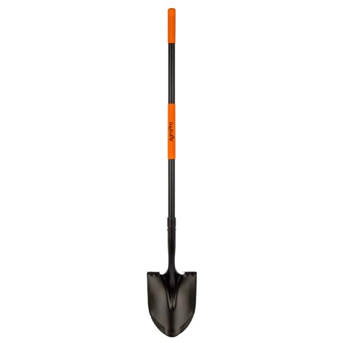 AgroPro Heavy Duty Shovel, 58 Inches, Black, High Carbon Steel, Fiberglass Handle, Modern Style