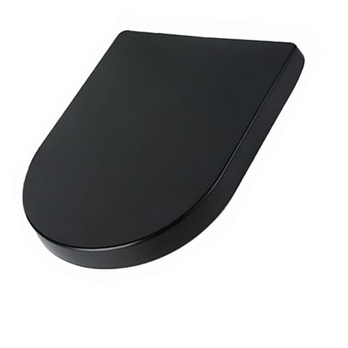 Wttfc Asiento De Inodoro En Forma De D, Liberación Rápida, Tapa WC De Negro con Bisagras Ajustables, Fijación Superior, Tapa De Inodoro En Forma De D/U De Material UF, 36.5 * 45cm