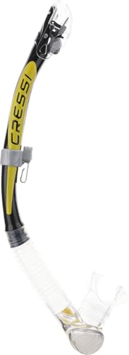 Foto von CRESSI Alpha Ultra Dry Snorkel Transparent/Black/Yellow - Trockenschnorchel zum Tauchen Freitauchen und Schnorcheln, Transparent/Schwarz/Silber, Einheitsgröße Unisex