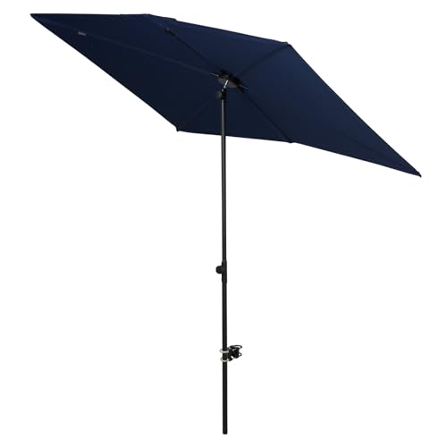 Grand patio Parasol de jardin, parasol de terrasse avec manivelle et inclinaison, 8 baleines, poteau en aluminium, parasol de marché pour pelouse, terrasse, jardin, piscine, UV 50+, 2,7 m (bleu), bleu