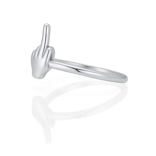 925 Sterling Silver Minimalist Gift Women's Middle Finger Ring 14k White Gold Plated2
