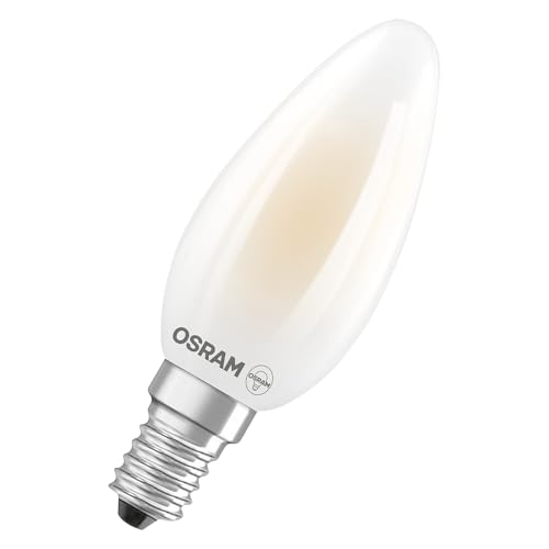 OSRAM Wysokowydajne lampy LED z klasą efektywności energetycznej A, zestaw 3 żarówek, zastępują tradycyjne żarówki 40W, kształt świeczki, ciepła biel (2700K), E14, matowe szkło