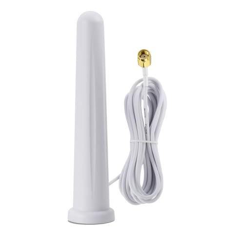 Eightwood Antena WiFi 2,4 GHz 5 GHz WLAN antena 6dBi RP SMA antena base magnética con cable de extensión de 300 cm para PC Bluetooth placa base WLAN router Wi-Fi cámara PCI tarjeta PCI