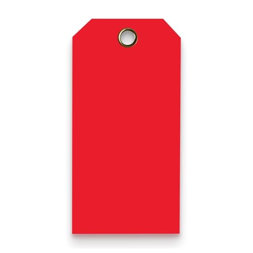 Tags 4 Less 15 Mil Waterproof Plastic Tags, Pack of 100 – 3” x 6” Heavy Duty Plastic Tags for Labeling, Outdoor Tagging, Equipment Labeling, Luggage, Valves & More (Red)