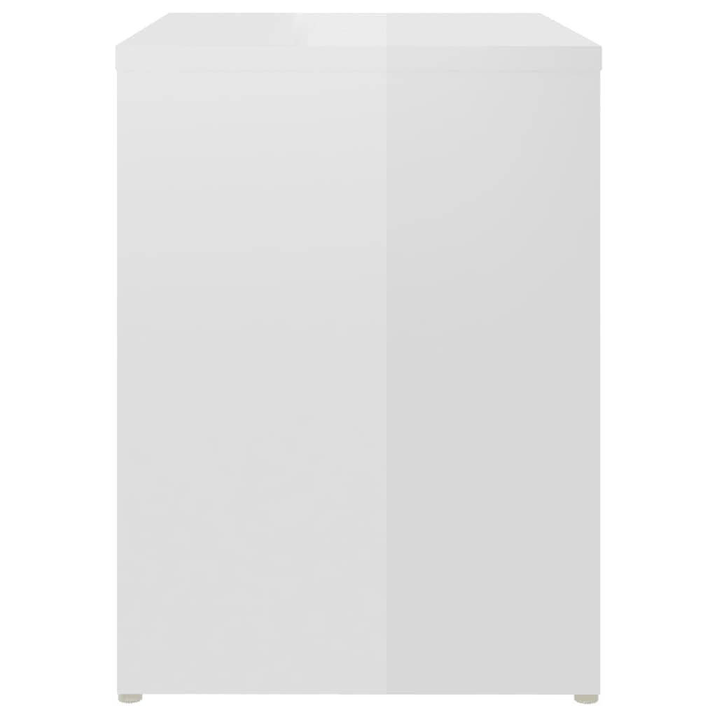 vidaXL Tables de Chevet 2 pcs, Armoires de Nuit avec Étagère, Armoires de Lit, Meubles de Rangement Chambre, Moderne, Blanc Brillant Bois d'Ingénierie
