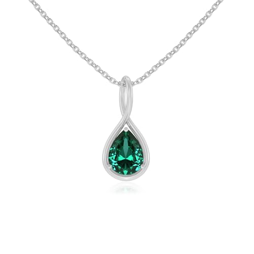 Lab Grown Emerald Pear Infinity Pendant Necklace for Women in Silver/Gold/Platinum, May Birthstone Jewelry Gifts for Her Birthday, Anniversary, Christmas, Mothers Day, Valentines - Main Image