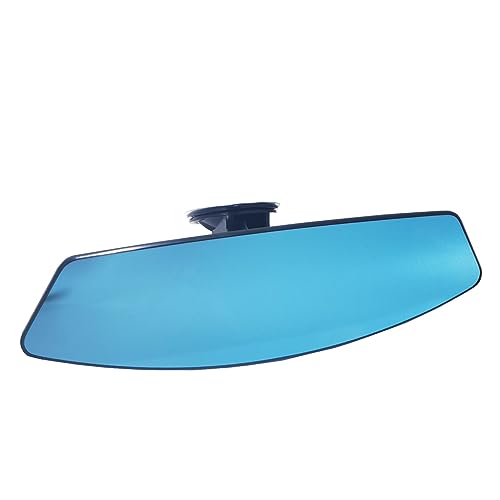 Espejo Retrovisor Convexo, Retrovisor Panorámico Antideslumbrante Gran Angular con Ventosas (Espejo Azul, Trapecio, 32 * 9CM)