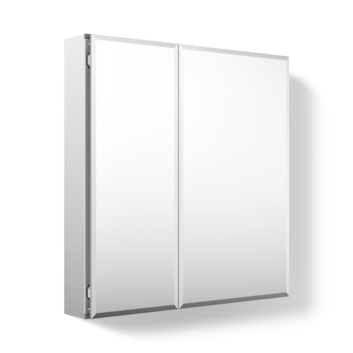 Image of Kohler CB-CLC2526FS Bathroom Medicine Cabinet with Mirror, Beveled Mirror Doors, Adjustable Shelves, Rectangular Beveled Edge, 25 in. W x 26 in. H