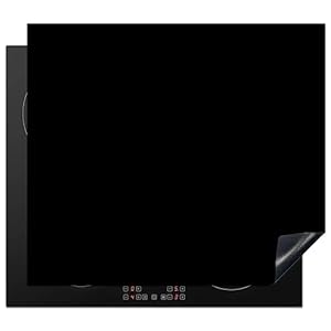 KitchenYeah© Herdabdeckplatte Einteilig Ceranfeld Abdeckplatte für Induktionsschutz Ceranfeldabdeckung Vinyl Herdabdeckplatten Schwarz - Muster - Massiv - Schwarz - Dunkel - 58x51 cm