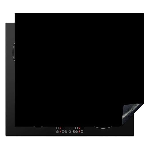 KitchenYeah© Inductie Beschermer 60x52 cm Keuken Decoratie Kookplaat Beschermer voor Inductiekookplaat Afdekplaat Anti Slip Mat - Zwart - Patronen - Interieur - Effen - Zwarte - Donker