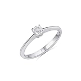 Anellissimo Anillo solitario Diamond compromiso aniversario oro blanco 18 quilates con brillantes 0,24 ct -