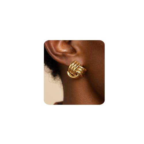 Gold Earrings for Women Trendy 14K Gold Stud Earrings Dainty Huggie Earrings Simple Blod Earrings Gold Hoop Earrings Hypoallergenic Earring for Women Gifts
