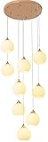 Genérico Lampara Techo, Candelabro de 9 Luces Compatible with Sala de Estar Candelabro de pabellón dúplex Villa Candelabro Largo Candelabro de escaleras Candelabro de Restaurante de Moda Vidrio