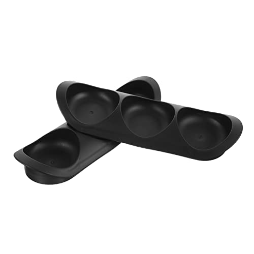 Garneck 2pcs Crusher Tray Rectangle Sushi Platter Vinegar Dishes Condiment Plates Seasoning Dish Sushi Serving Tray Sauce Dish 3-grids Seasoning Plates Sushi Sauce Bowls Pp Black