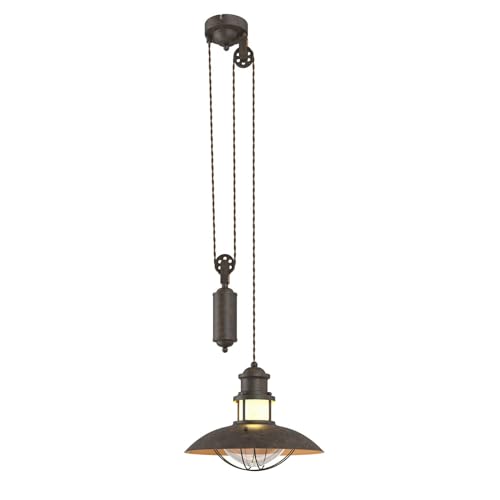 Lindby Suspension Louisanne à intensité variable (Bord de mer) en Marron Métal e. a. pour Couloir (1 lampe,à E27), Luminaire Lampe Plafond Plafonnier...