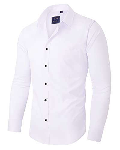 Alimens & Gentle Men's Tuxedo Shirts Wrinkle-Free Long Sleeve Stretch Solid Formal Business Dress Shirt With Pocket #TOP28