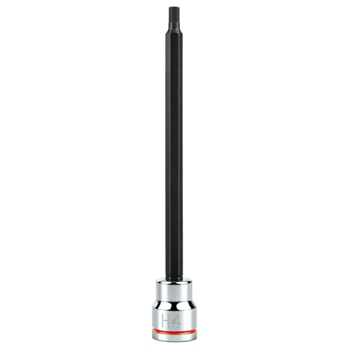 Image of 3 /8 Inch Drive Long Hex Bit Socket, H4, Full Polished, Premium CR-V & S2 Alloy Steel Head Made for Auto /Mechanical