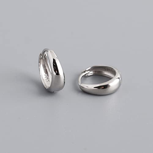 Tiny Hoop Earrings For Girls, Chunky Huggie Hoops In Sterling Silver For Everyday Wear For Her, Diameter 8Mm #TOP4