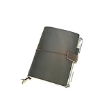 YIYUS Travelers Notebook Handcrafted Genuine Leather Journal Cover - A6 4.1" x 5.8" / 10.5cm x 14.8 cm Refillable Travel Journal Cover with Inner Pockets and Card Slots A6 TN Darkbrown