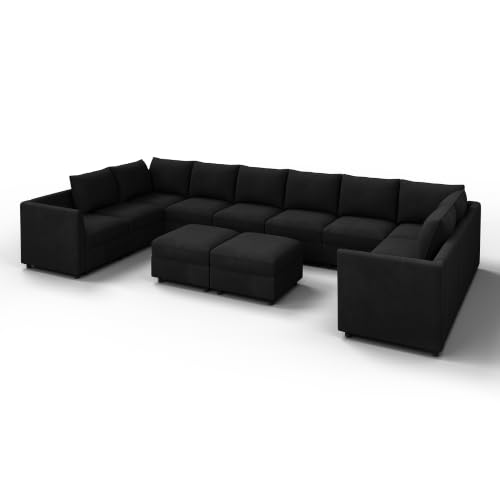 Image of HONBAY Oversized Modular Sectional Sofa Set with Storage,Black