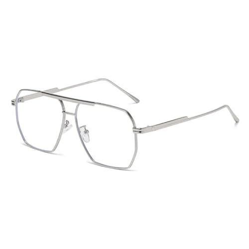 Lunettes de soleil aviateur rétro double pont métal femmes protection UV argent