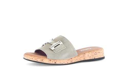 Gabor Damen Pantoletten, Frauen Slipper,Moderate Mehrweite (G),Mules,Gartenschuhe,Sommerschuhe,sommerclogs,Schilf(silb/S.Kork),38 EU / 5 UK