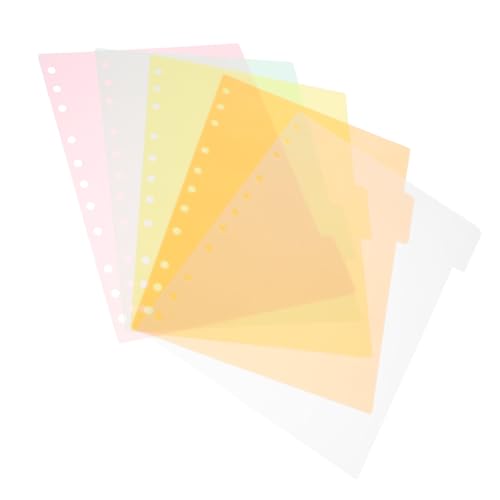 GARIOUANS 5シーツ枚仕切りページ タブ付き バインダー用プラスチック製 ディバイダー カラーラベル付き オフィスや学校のノートやレポート整