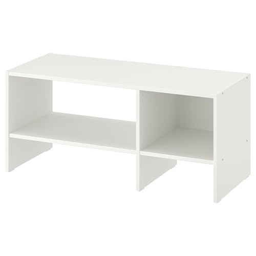 TV Stand, White Media Console with Open Shelves, Compact TV