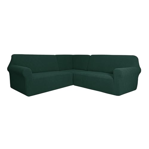 Dark Green L Shape Sectional Recliner Sofa Covers for 5-Seat Couch & Corner Seat, Waterproof Reclining Sofa tor, 4 Seater Slipcover, Durable Furniture Cover