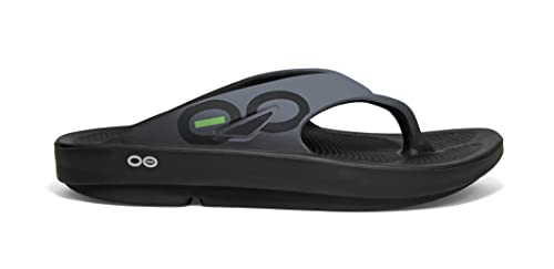 Oofos Ooriginal Sport Sandal, Graphite - Men’s Size 6, Women’s Size 8 - Lightweight Recovery Footwear - Reduces Stress On Feet, Joints & Back - Machine Washable - Hand-Painted Graphics #TOP2