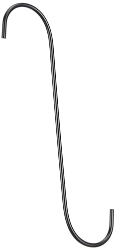 Image of Amazon Brand - Solimo Metal Long S Hooks| for Hanging Plant Basket /Lanterns /Outdoor Bird Feeder House | Metal Hooks for Home /Patio Decor| 10 Inch |5mm| Set of 5| Black
