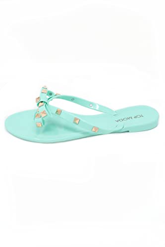 Image of TOP Moda Womens Studded Jelly Flip Flops Sandals with Bow