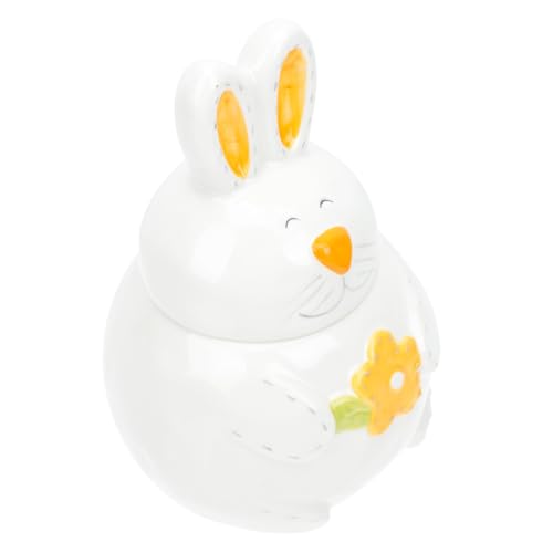 TOPBATHY tarro de pascua decoración del baño Conejo estaño esponja titular aire adorno de escritorio tarro de almacenamiento de cerámica adorno de mesa contenedor de dulces adorno de pascua