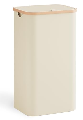 YOUDENOVA Laundry Basket with Lid, 100-Litre Large Washing Baskets for Laundry with Laundry Bag, Collapsible Laundry Hamper with Plastic Handles, Laundry Bin for Bedroom, Bathroom, (Beige)