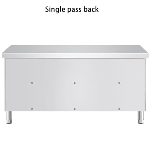 Mesa de preparación comercial de acero inoxidable con estantes dobles y gabinete de almacenamiento, isla de cocina resistente para restaurante, hotel, oficina en casa, estación de procesamiento de