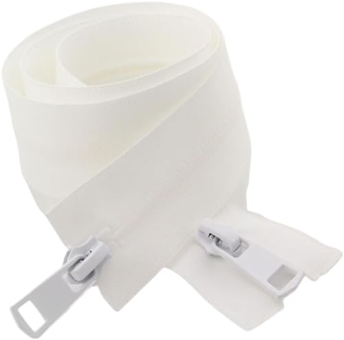 ASZHQUXIUAS Cremallera bidireccional, Cremalleras Cremallera Doble Deslizador DIY Costura Chaqueta Bolsas Cremallera Accesorio de reparación(White,150CM)