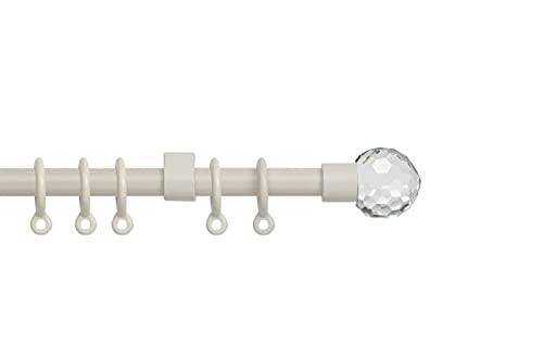 Metal Extendable Curtain Pole (13-16mm) (Cream (Crystal), 150-280cm)