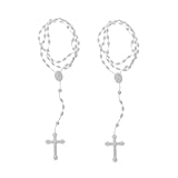 Cldaisy Weiße Kunststoff-Rosenkranz-Perlen, leuchtende Halsketten, Katholizismus, Gebet, religiöser Schmuck, Kreuz-Halskette für Damen, Kreuz-Halskette für Herren, Damenkette, Schmuck, 2 Stück