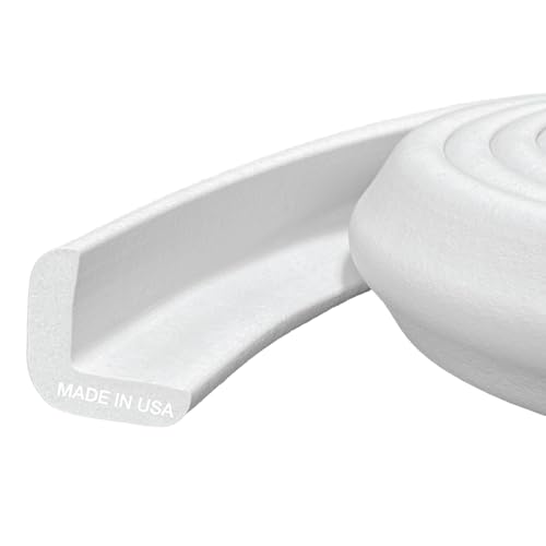 KidKusion Baby Proof Edge Cushion Protector | Made in USA | Foam Rubber Furniture and Fireplace Edge Guard Bumper | Off White | 12 Ft | Tape Included