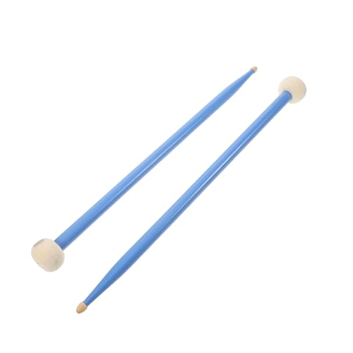 1 par de baquetas dobles para tambor con puntas de fieltro para percusión, de madera de arce, color azul versátil miniatura 1