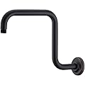 DIKUROOMS 13 Inch Oil Rubbed Bronze Gooseneck Shower Arm, S Shape Shower Head Extender High Riser, Stainless Steel Rain Shower Arm Wall Extension Replacement Pipe and Flange
