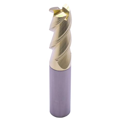 Image of 1 /2 inch 3 Flute 45 Solid Carbide Square End Mill for Aluminum, ZrN Coated | 45 Helix, 1 /2 inch Cutting Dia, 1 /2 inch Shank Dia, 1-1 /4 inch Length of Cut, 3 inch Overall Length, for Milling Aluminum and Copper