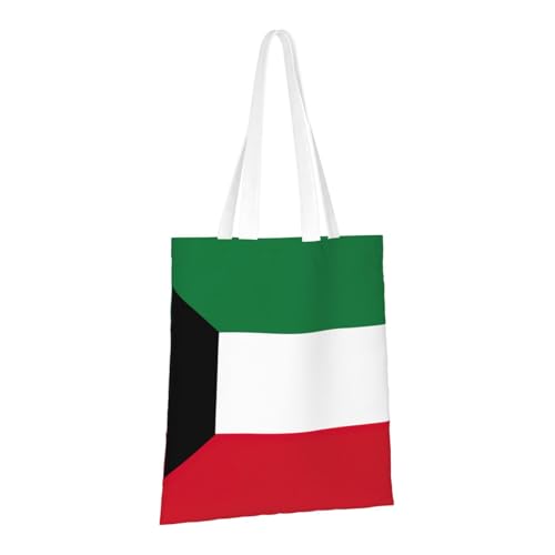 Kuwaiti Flag Print Polyester Canvas Tote Bag, Worthy Shopping Bag, Ideal For Present And Daily Errands2