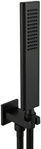 Shile Brass Handheld Shower Head Set Black High Pressure Single Function Hand Shower Head with Fixed Elbow Shower Wand Holder Wall Connector and 60 Inch Shower Hose