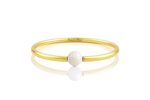 Bracelet pierre précieuse de coquillage blanche et or 14 carats, cadeau idéal